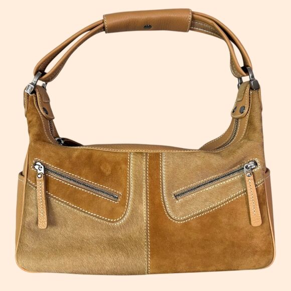 TOD'S Vintage Suede Fur Shoulder Bag - Picture 1 of 10